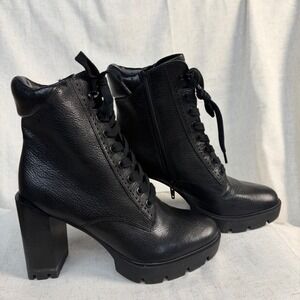 NIB Black Leather Combat Chunky Boots 7M Y2K Alt Naturalizer